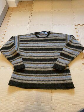Vintage EMS Eastern Mountain Sports Striped Wool Sweater Chunky Knit M